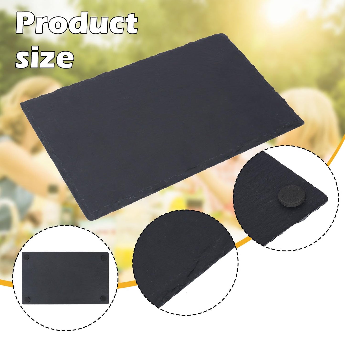 IHDYPPEW 9 Pack 10 x 6 Inch Slate Cheese Boards, Black Rectangle Slate Charcuterie Boards, Natural Charcuterie Stone Plates for Parties, Gifts, and Special Events, Cheese, Sushi, Food.