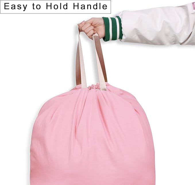 Cotton Canvas Laundry Bag with Handles & Drawstring Straps, Heavy Duty Extra