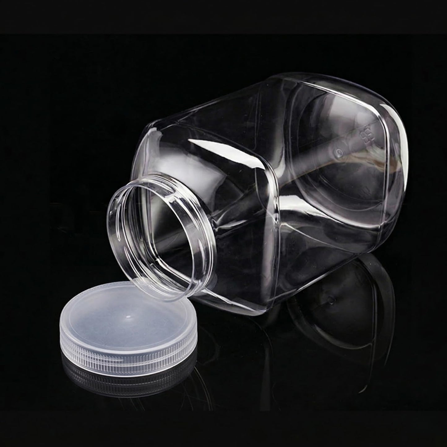 ZOOFOX 2 Pack Clear Plastic Jars, 1.5 Gallon Square Storage Containers with Screw-On Lids, Refillable Empty Jars for Kitchen & Household Storage of Dry Goods, Peanut, Candy, Airtight