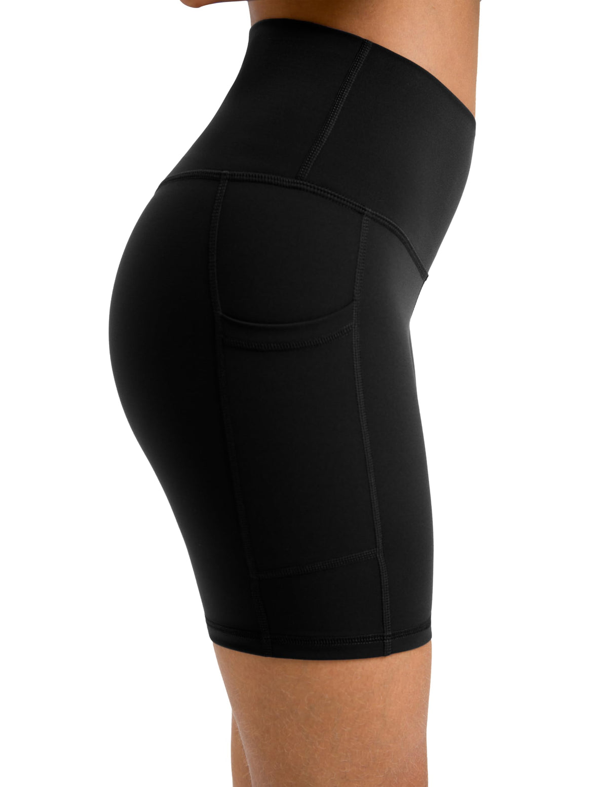 Colorfulkoala Women's High Waisted Biker Shorts with Pockets 6" Inseam Workout & Yoga Tights (S, Black)