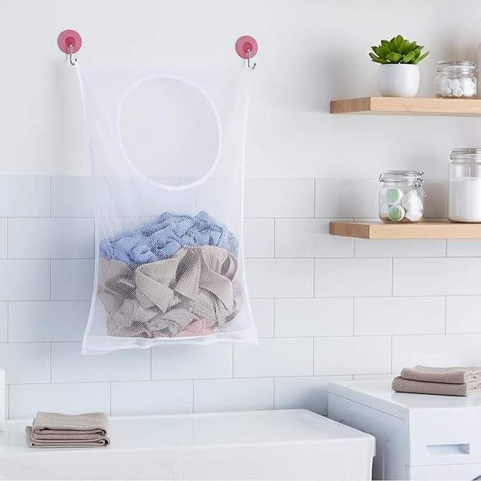Hanging Laundry Hamper Bag, Breathable Mesh Laundry Hamper over the Door