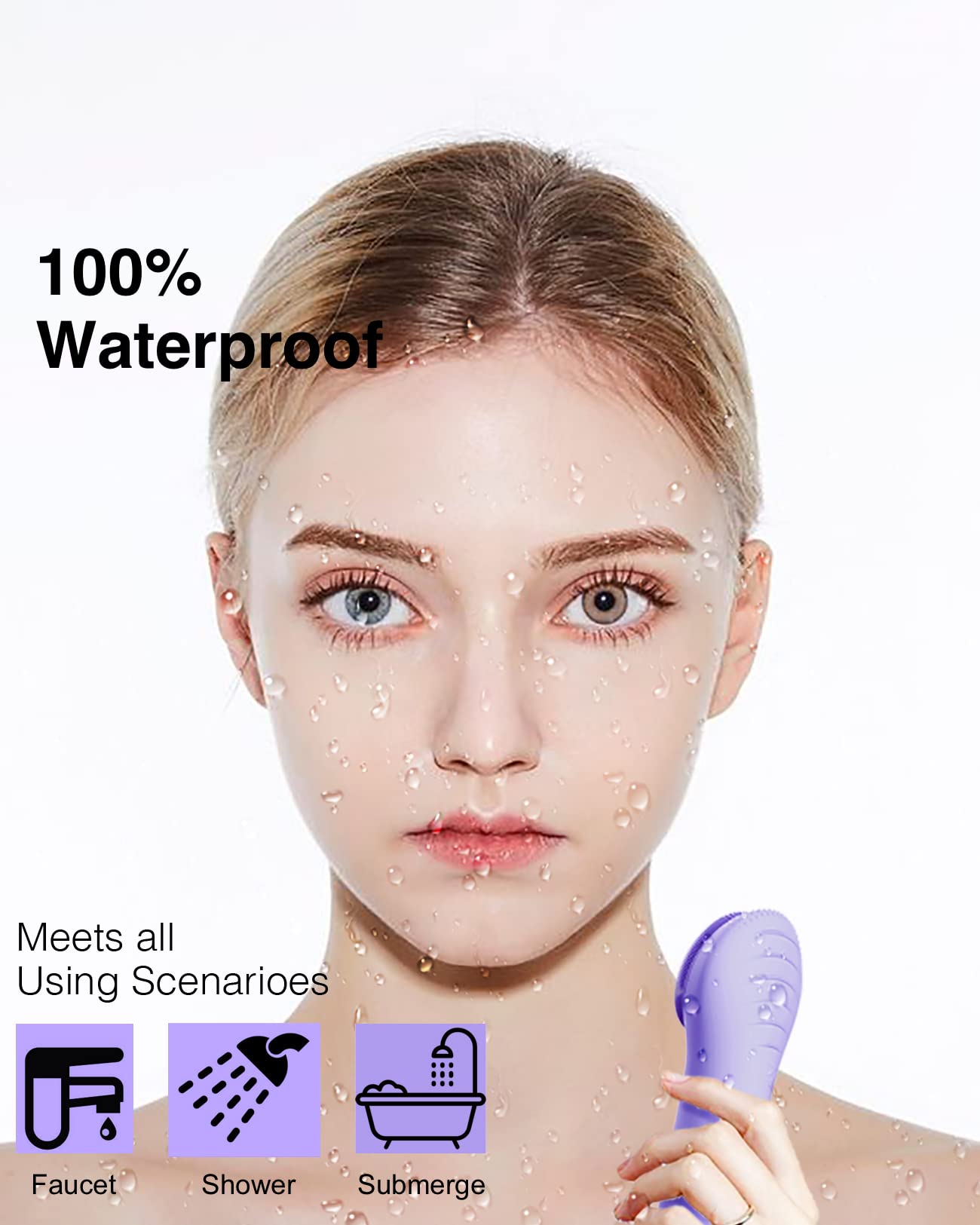 NågraCoola Electric Facial Cleansing Brush - Waterproof and Rechargeable, Exfoliates, Cleanses and Massages Skin - Light Blue