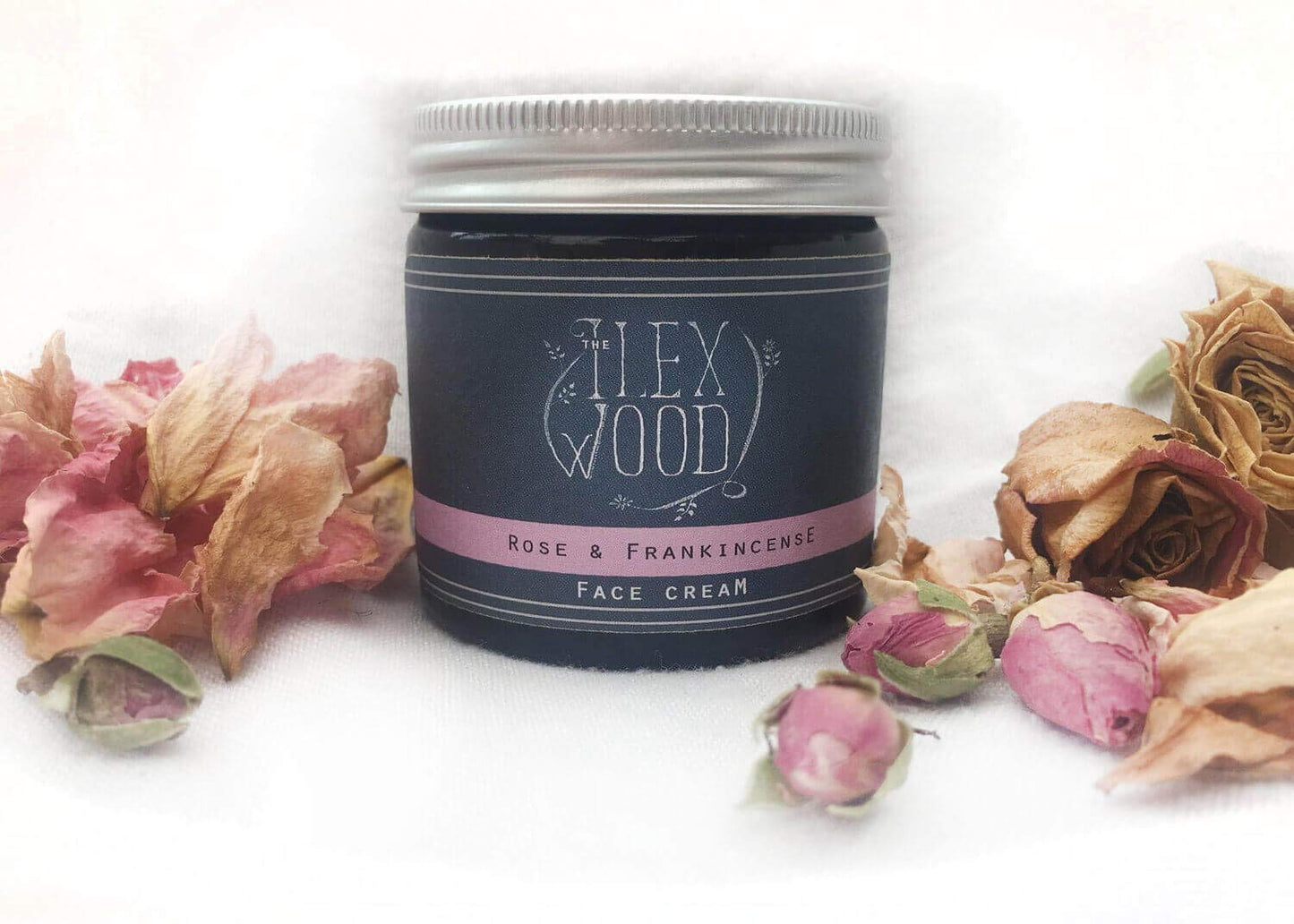 The Ilex Wood - Rose and Frankincense Face Cream - 100% Natural Handcrafted, Vegan, Moisturising, Anti Ageing, Wrinkle and Line Reducing Ingredients, Cruelty-Free, Palm Oil Free, Plastic Free - 60ml