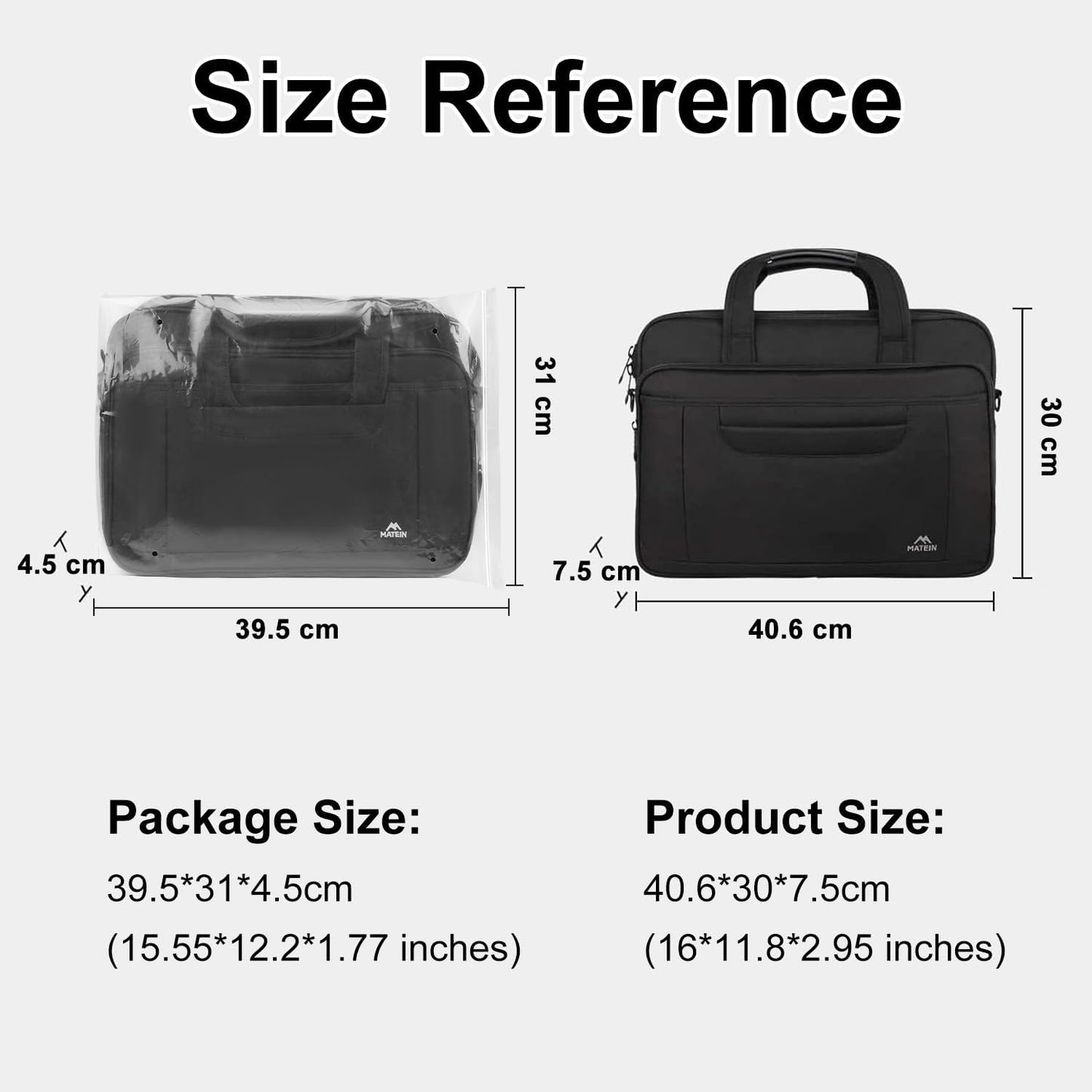 MATEIN Laptop Bag, 15.6 Inch Multifuntional Business Computer Laptop Case, Unisex Spacious Shoulder Messenger Bag Briefcase for Men and Women, Universal Nylon Briefcase for Notebook - Black