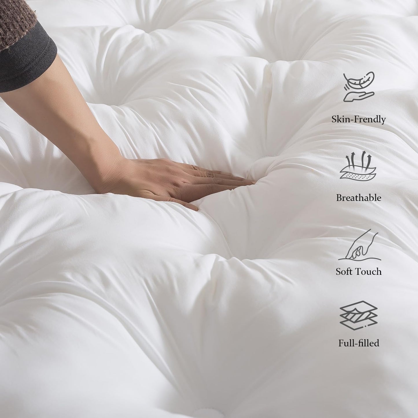 WhatsBedding 5 Inch Memory Foam Mattress Topper Full Size, Supportive Fluffy Shredded Memory Foam Filled Pillow Top, Extra Soft Bed Topper with Deep Pocket, 54x75x5 Inch