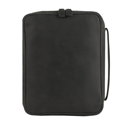 Leather Bible Cover for Men & Women – Zippered Bible Case with Handle, Note & Pen Organizer – Fits Large Study Bible – 11.5x8.5 Inch (Black)
