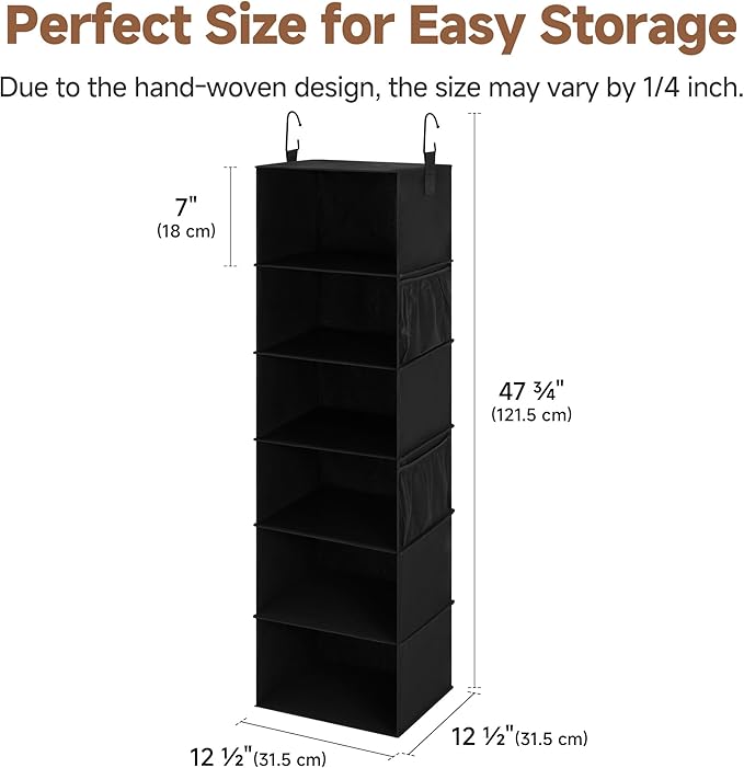 StorageWorks 6-Shelf Hanging Closet Organizers, Foldable Closet Storage