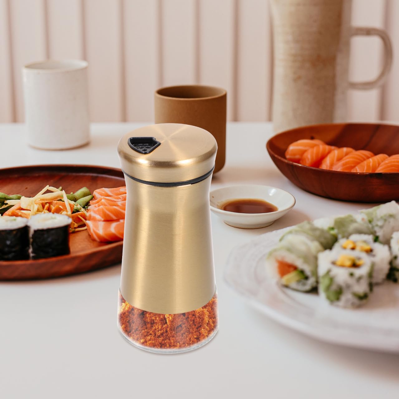 HOLIDYOYO Stainless Steel Seasoning Bottle Set 2Pcs 4.52In Glass Spice Shakers Salt and Pepper Jars for Home Kitchen Table Condiment Holder