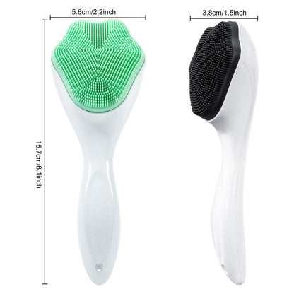 2 Pack Silicone Face Scrubber Exfoliating Brush, Manual Handheld Facial Cleansing Brush Blackhead Scrubber, Soft Bristles Waterproof for Face Skincare (Round-Pink)
