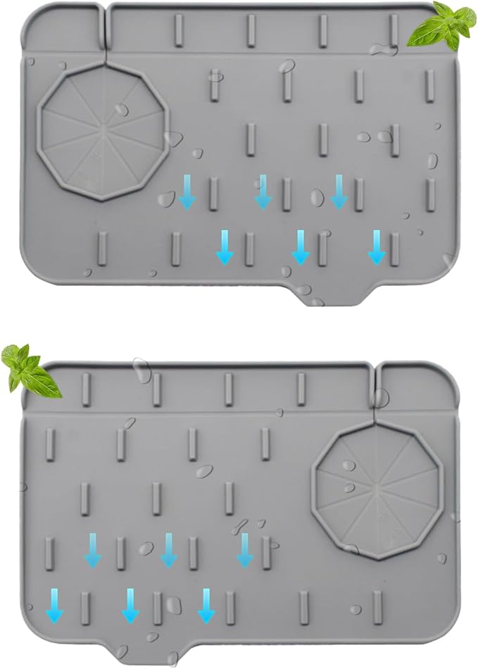 2 Pieces Kitchen Sink Splash Guard 8.3" Mini Sink Faucet Mat Faucet Handle Drip