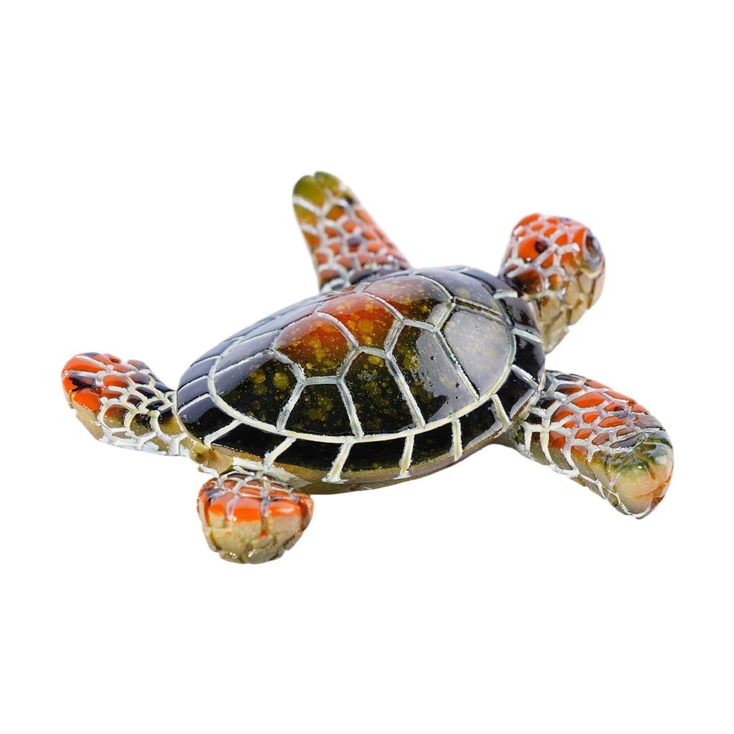 Brizoria Sea Turtle Decor Mini Turtles Vibrant Mosaic Shell Resin Figurines for Ocean Decor Coastal Tabletop Shelf Beach Themed Room Decor and Sea Turtle Gifts, Green
