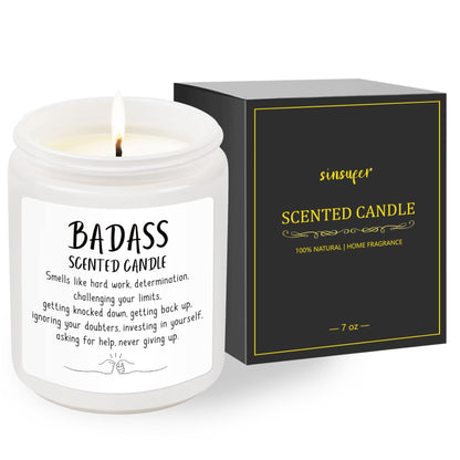 Sinsufur Congratulations Gifts for Women, Inspirationalfor Friends Coworkers, Birthday Christmas for Women - Boss Lady, New Job, Promotion Gift, 7oz Badass Scented Candle