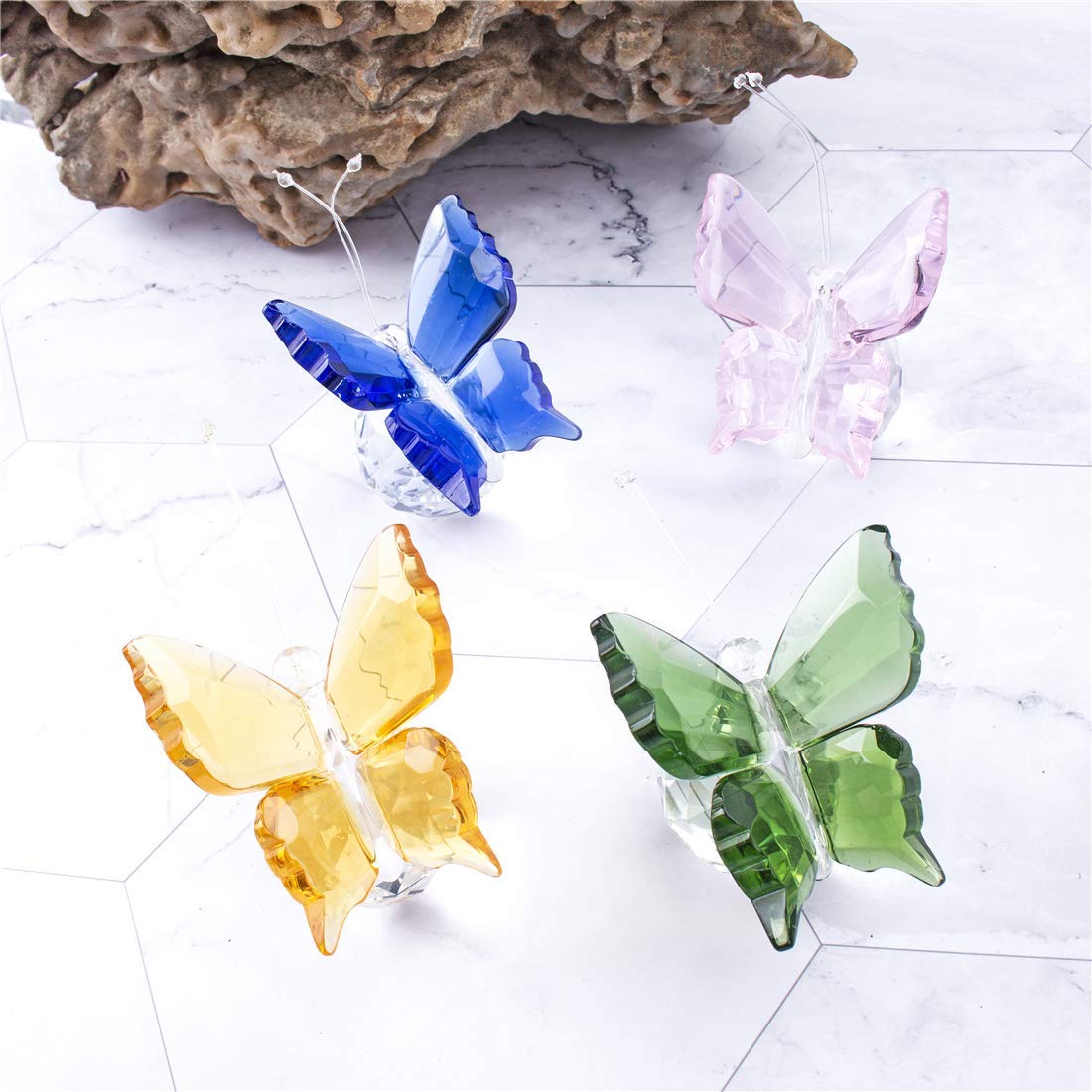 H&D HYALINE & DORA Crystal Butterfly Figurine Collectible Paperweight Home Table Decoration Set