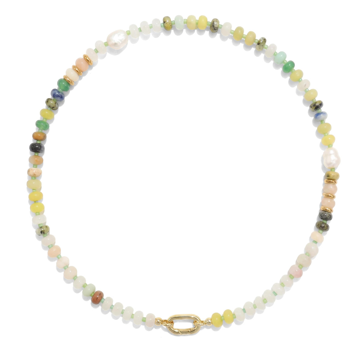 CONRAN KREMIX Colourful Stone Beaded Necklace for Women,Natural Gemstone Bead Choker Necklaces Boho Summer Beach Layering Necklace Jewelry Gift for Women
