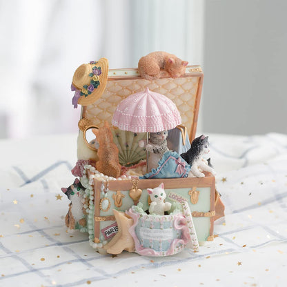 LOVE FOR YOU Gift Wrapped Music Box Cat Lovers Treasure Chest Musical Decoration for Girls and Women Kids Niece Sister Daughter Mom Granddaughter Grandma Christmas Birthday Present Gifts