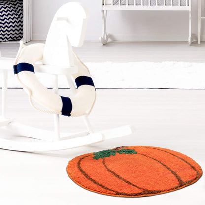 Halloween Bathroom Rugs Fall Bath mat Pumpkin Shape Cartoon Cute Bath Mat Small BathroomRug Plush Water Absorbent Bathtub Bathroom Doormats Non-Slip Washable Toilet Rug