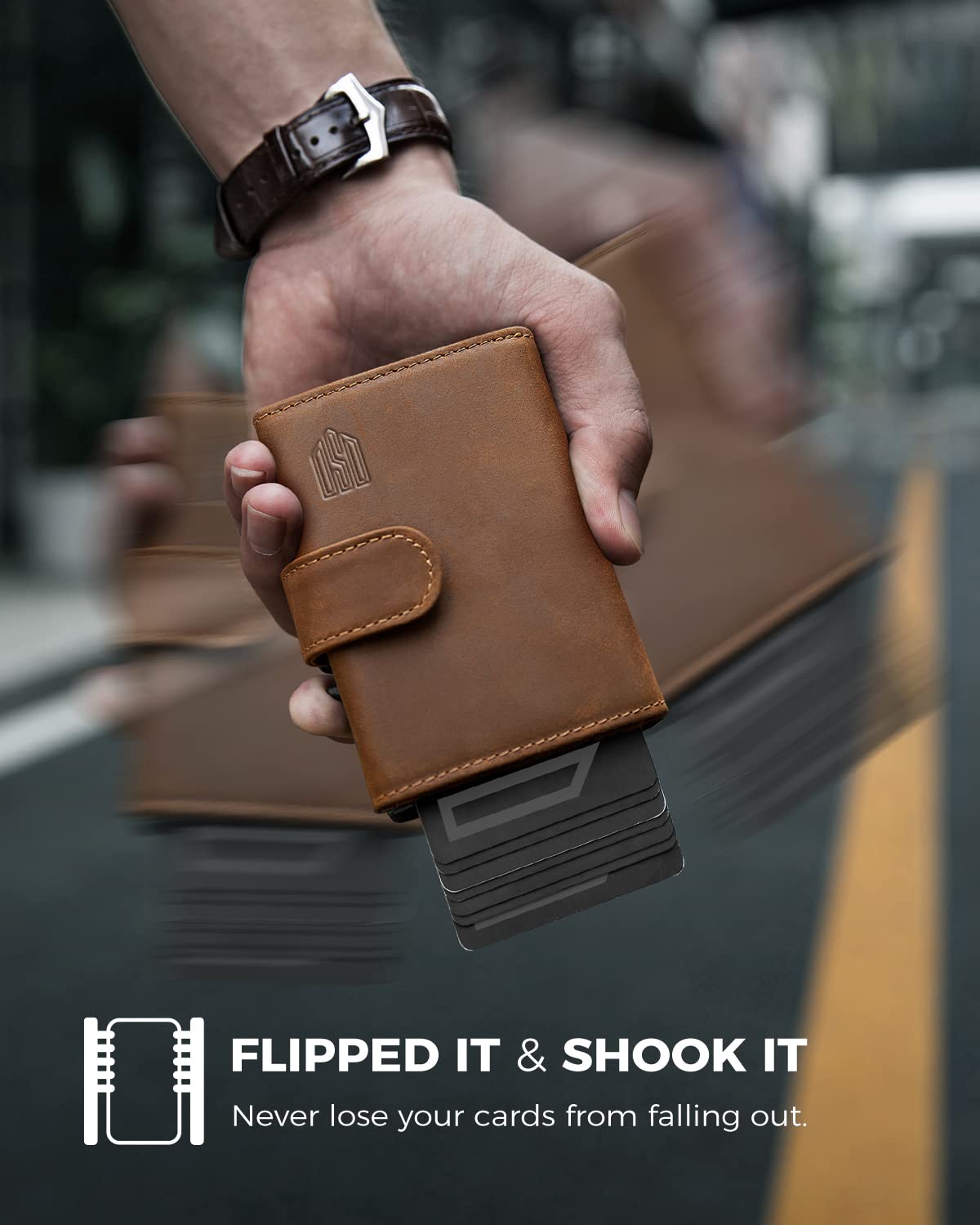 DODENSHA AirTag Wallet, RFID Blocking Genuine Leather Pop Up Credit Card Holder Wallet with Coin Pocket, ID Window, Banknote Compartment & Snap Closure