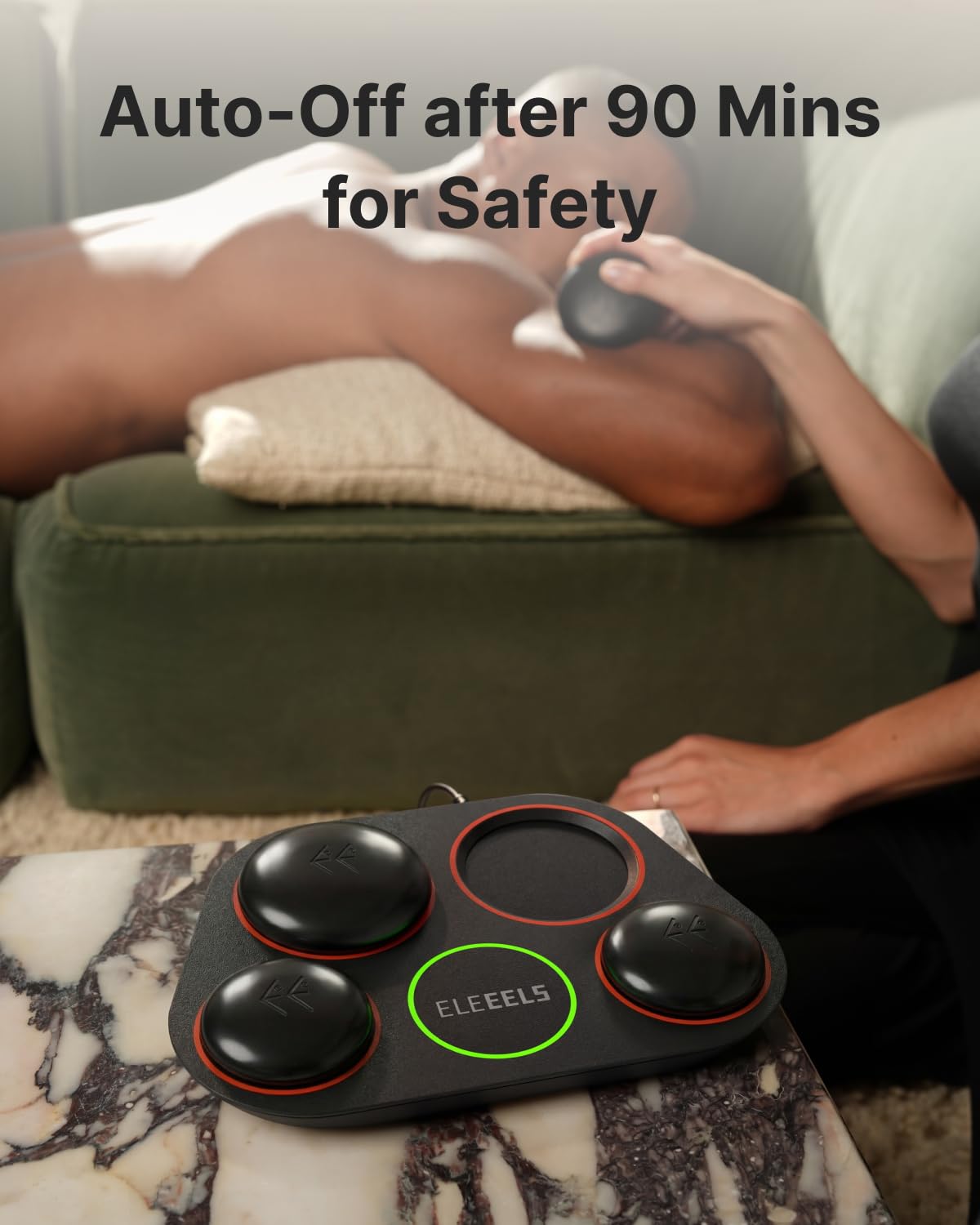 Eleeels Electric Hot Stones Massage Set, 4Pcs Basalt Hot Stones Portable Warmer Kit with 3 Adjustable Temperatures for Back Neck Shoulder Pain Relief, Sore Muscle & Fatigue, Home Spa