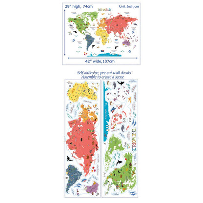 HomeEvolution Large Removable Educational World Map Peel and Stick Wall Stickers for Kids Nursery Playroom Wall Arts Décor…