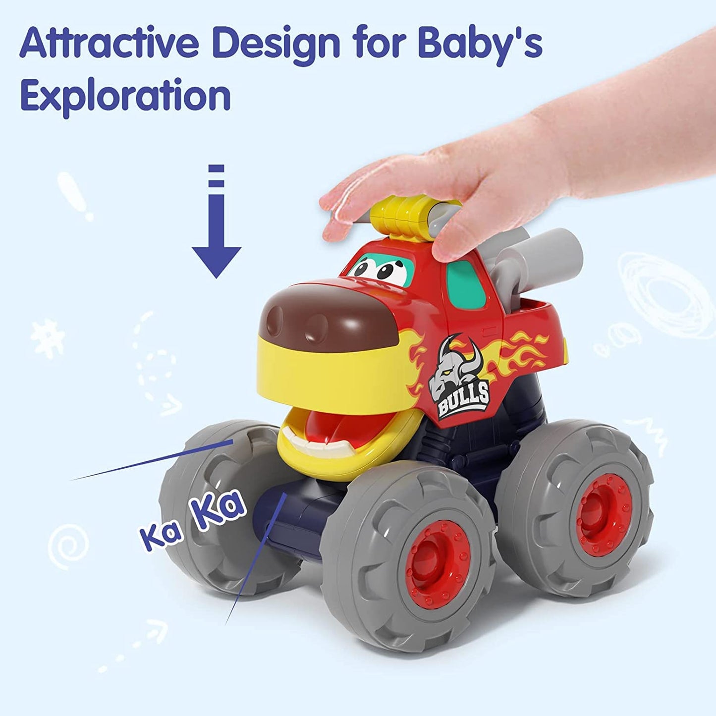 SunnyPal Toys for 1 Year Old Boys - 3 Pack Car Toys for 2 Year Old Boy, Monster Truck Toddler 1st Birthday Gifts for Boy