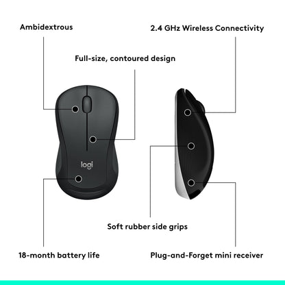 Logitech MK540 Advanced Wireless Keyboard and Mouse Combo for Windows, 2.4 GHz Unifying USB-Receiver, Multimedia Hotkeys, 3-Year Battery Life, for PC, Laptop, QWERTY UK English Layout - Black