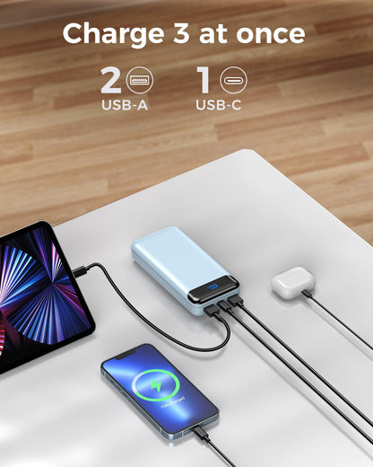Portable Charger Power Bank 40000mAh Powerbank PD 30W and QC 4.0 Fast Charging External Battery Pack with USB-C LED 3 Outputs & 2 Inputs Portable Charging for iPhone 15 14 13 pro, Samsung