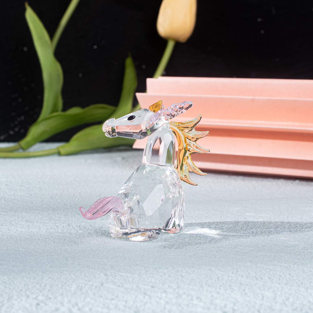 LONGWIN Crystal Unicorn Figurines Glass Home Decorative Ornaments Collectible