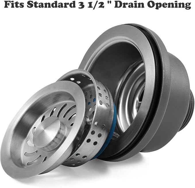 3-1/2'' Kitchen Sink Drain Kit Sink Drain Basket Sink Drain Assembly 304