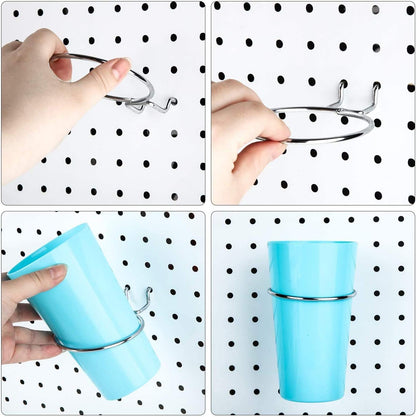 8 Sets Pegboard Bins with Rings, Ring Style Pegboard Accessories with 8Pegboard Cups 8Pegboard Hooks,Pegboard Organizer Baskets Pegboard Hooks Kit for Organizing Storage