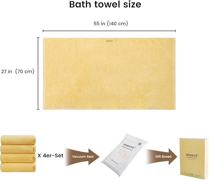 SEMAXE 4-Pack Luxury Bath Towels