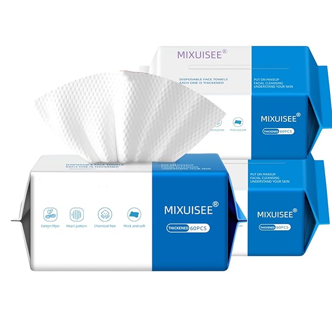 Disposable face towel, MIXUISEE thick and soft face towels, 100% cotton face