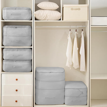 2Pcs Super Space Saving Self Compression Organizer, Quilt Storage Bags, Self Compression Storages Bags, Storage Bags for Quilts, Sweaters, Blankets (grey)