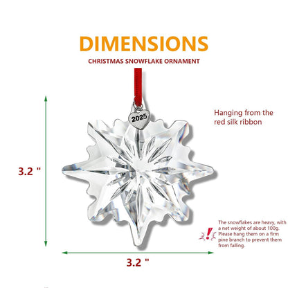 H&D HYALINE & DORA 2025 Crystal Snowflake Ornament Clear Faceted Crystal Snowflake Christmas Ornament Sun Catcher Hanging for Home Decor