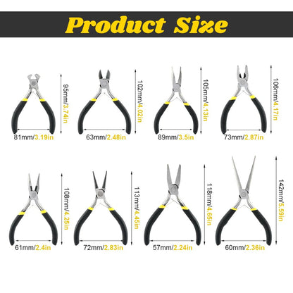 Loyanger Mini Pliers Set, 8pcs Long Nose Pliers with Comfort Grip Handles for Making Crafts, Electronic Repairing & Jewelry, Multi Purpose Jewelry Making Tools, DIY Nippers Repair Tool Kit