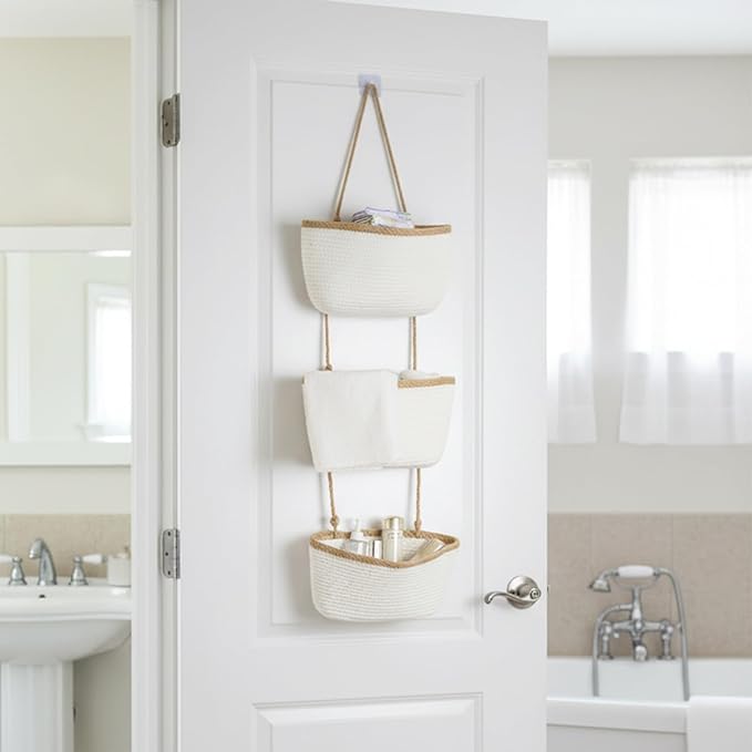 TeoKJ 3-Tier Wall hanging Storage Bags, Over the Door Organizer, Decorative