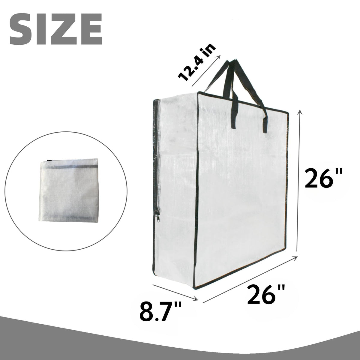 3 Pack Clear Bags with Zipper and Handles, Halloween Christmas Wreath Storage, Gift Bag Organizer, Moving Boxes Alternative, Under the Bed Storage
