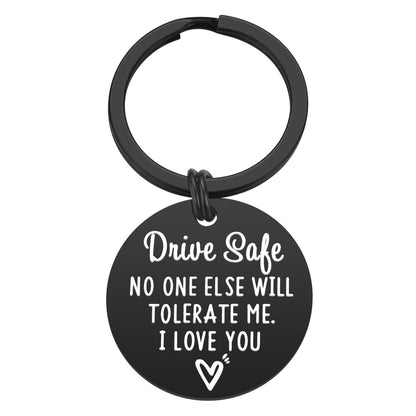 iJuqi Drive Safe Keychain Boyfriend Gift - Valentine's Day Gifts for Him Men Funny New Driver Keyring Cute Boyfriend Husband Gifts from Girlfriend Wife