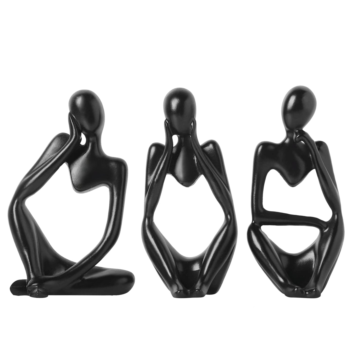 BrownLove 3pcs Decor Blcak Thinker Statue Abstract Art Sculpture，Resin Collectible Figurines for Home Living Room Office Shelf Decoration