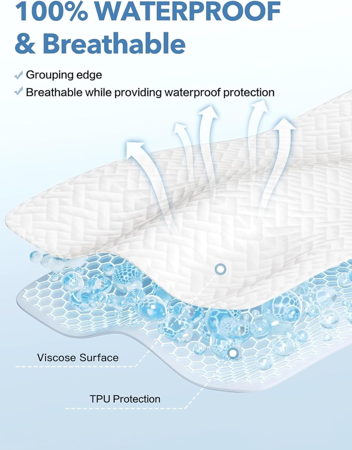Queen Waterproof Mattress Protector, Premium Viscose from Bamboo Mattress Pad Ultra Soft Breathable, Noiseless Mattress Cover Fitted 8"-21" Deep Pocket
