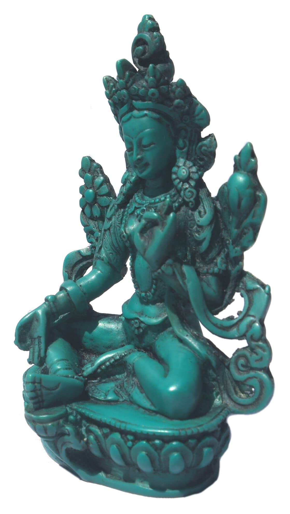 Mytibetshop Small Green Tara Statue for Home, Handcrafted in Nepal by Himalayan Artisan