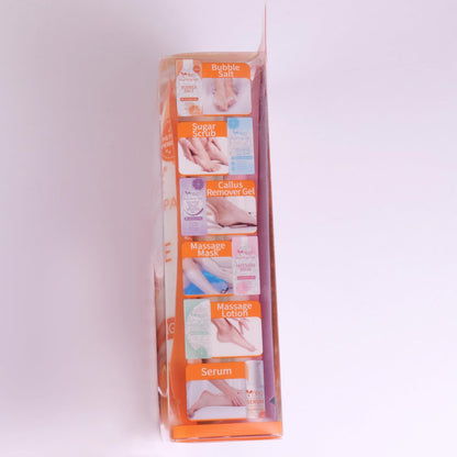 Pedicure Kit Foot Soak Set: Bubble Salt, Sugar Scrub, Massage Mask, Massage Lotion in a Box, 4 Step Foot Spa Kit for Dry Feet,Tired Feet（3 Set Tropical Fruit)