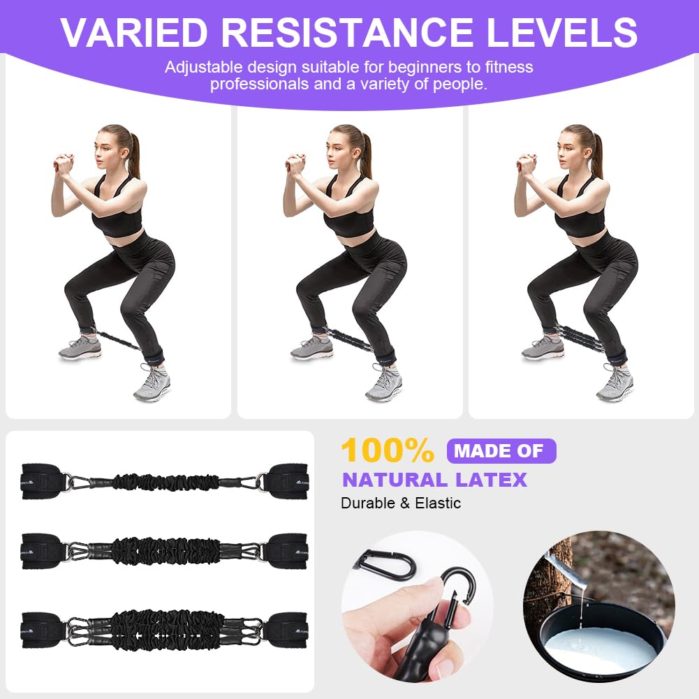 flintronic Resistance Bands Set, Ankle Resistance Bands, Gym Cuffs with Double D-Ring, Resistance Bands Set with Ankle Straps, for Muscle Shaping Home Workouts and Fitness Training