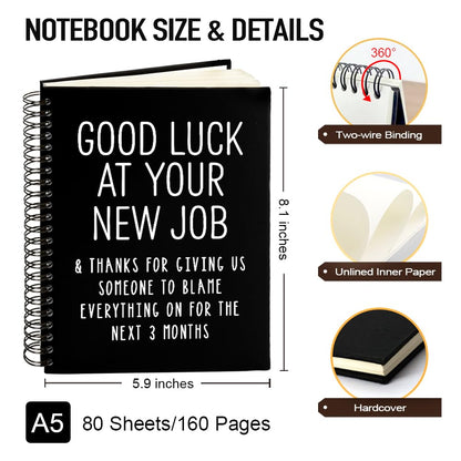 Msticey Good Luck At Your New Job 160 Blank Pages Hardcover Spiral Notebook, Going Away Gift for Colleague Coworker, Funny Coworker Leaving Gift, Goodbye Journal Gift, Farewell Gift for Coworker