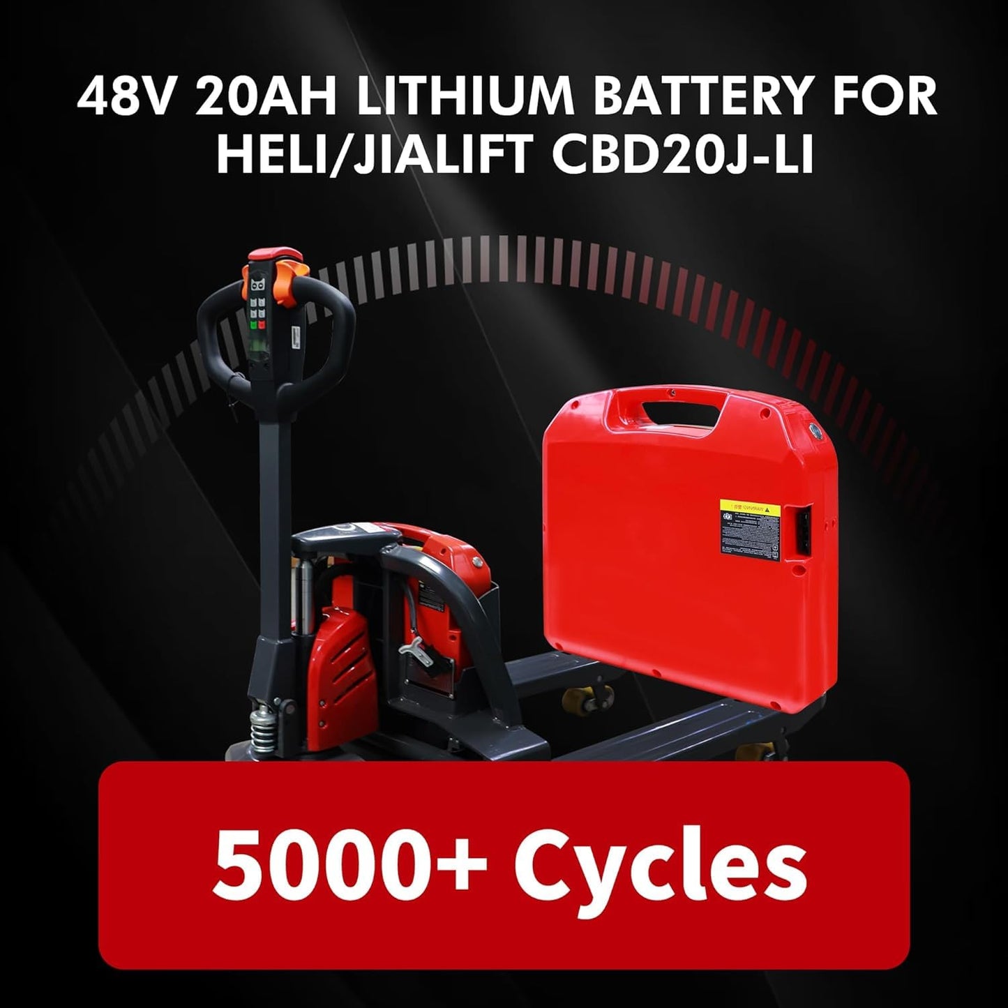 Electric Pallet Jack Battery, 48V 20Ah Forklift Lithium Battery for Heli/JIALIFT CBD20J-LI, 5000+Cycles, Built-in Smart BMS with Multiple Protection, Easy to Use & Carry