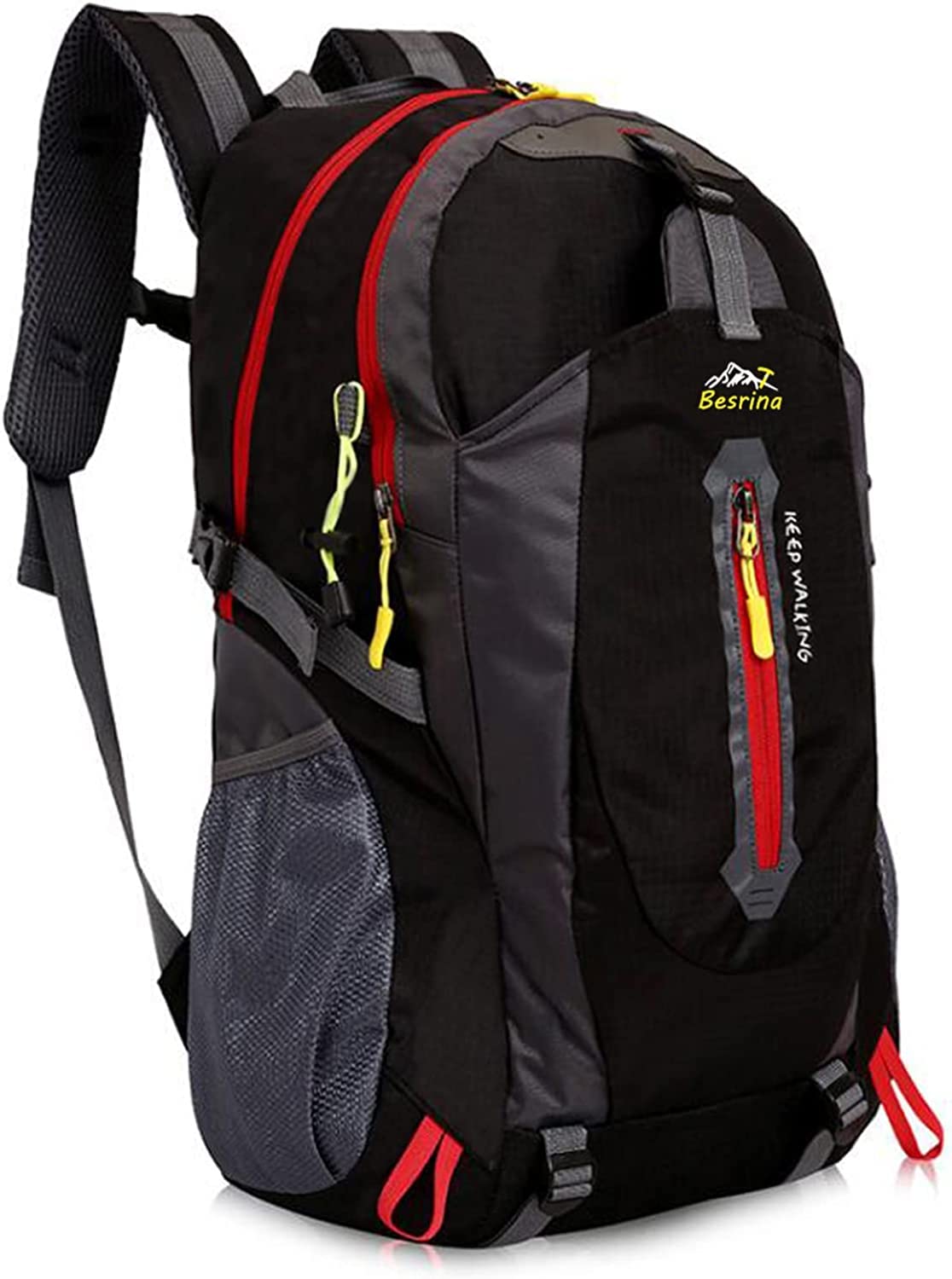 Besrina 40L Lightweight Hiking Backpack, Multi-functional Water-resistant Casual Camping Trekking Rucksack for Cycling Travel Climbing Mountaineer Outdoor Sport