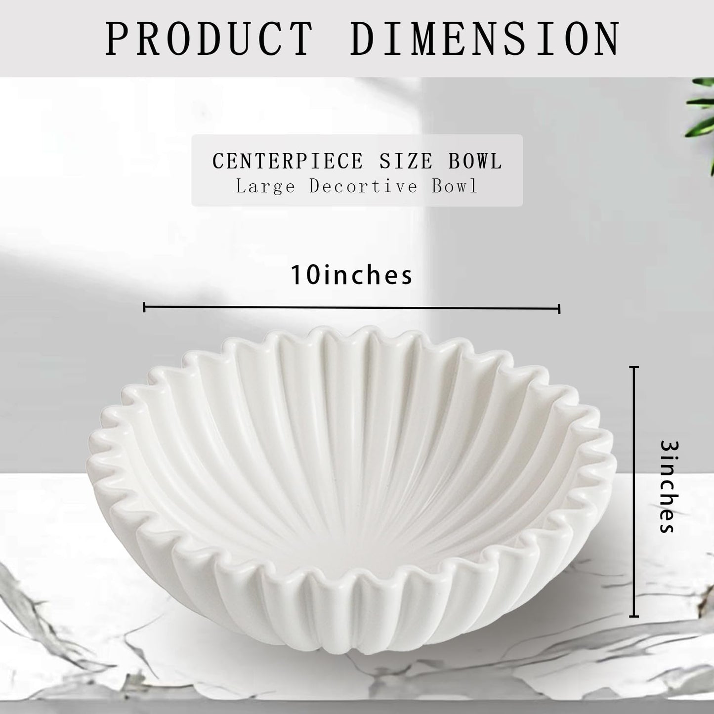 Ardicema Large Ceramic Decorative Bowl -White Decorative Bowls for Home Decor-Perfect for Entry Way Table, Fruit Bowl, Key Bowl