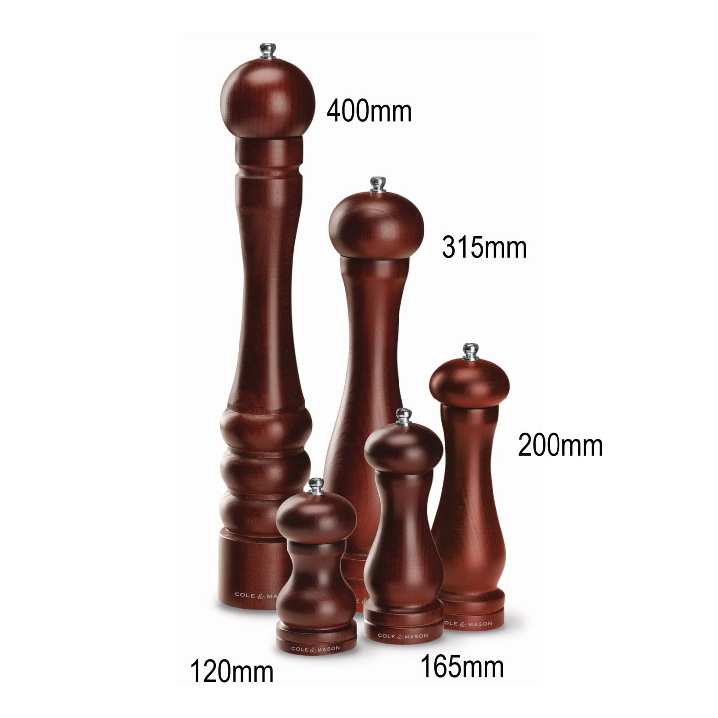 Cole & Mason HB1644P Forest Capstan Pepper Mill, Precision+ Wooden, Stained Beech Wood, 400 mm, Single, Includes 1 x Pepper Grinder