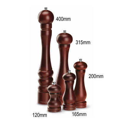 Cole & Mason HB1644P Forest Capstan Pepper Mill, Precision+ Wooden, Stained Beech Wood, 400 mm, Single, Includes 1 x Pepper Grinder