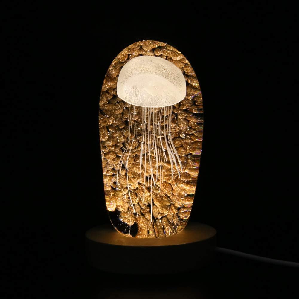Mintso Wood Led Light Display Base for Glass Crystal Art/Paperweights,4 Inch,Bright Warm Light