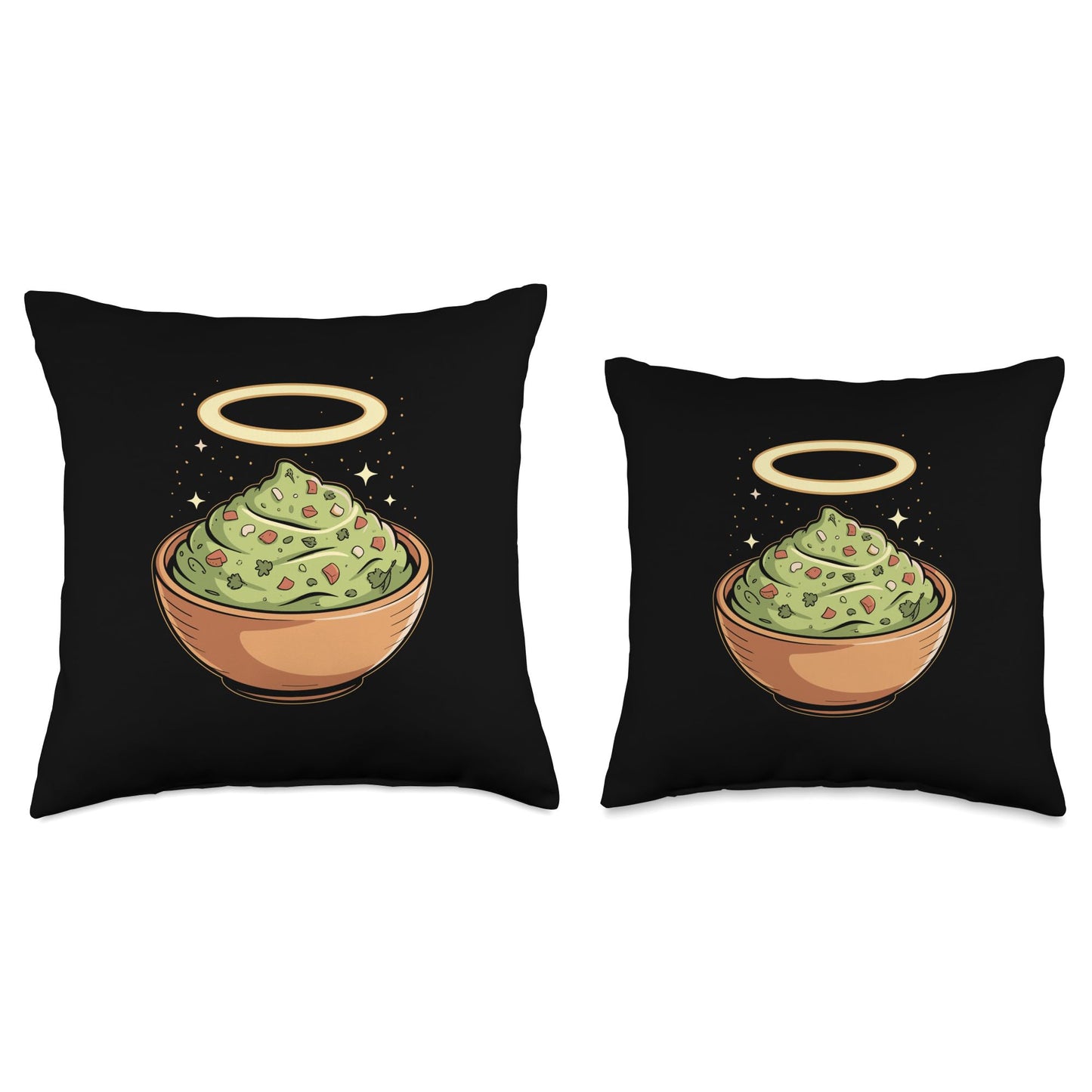 Holy Guac, Haloed Guacamole in Molcajete Throw Pillow